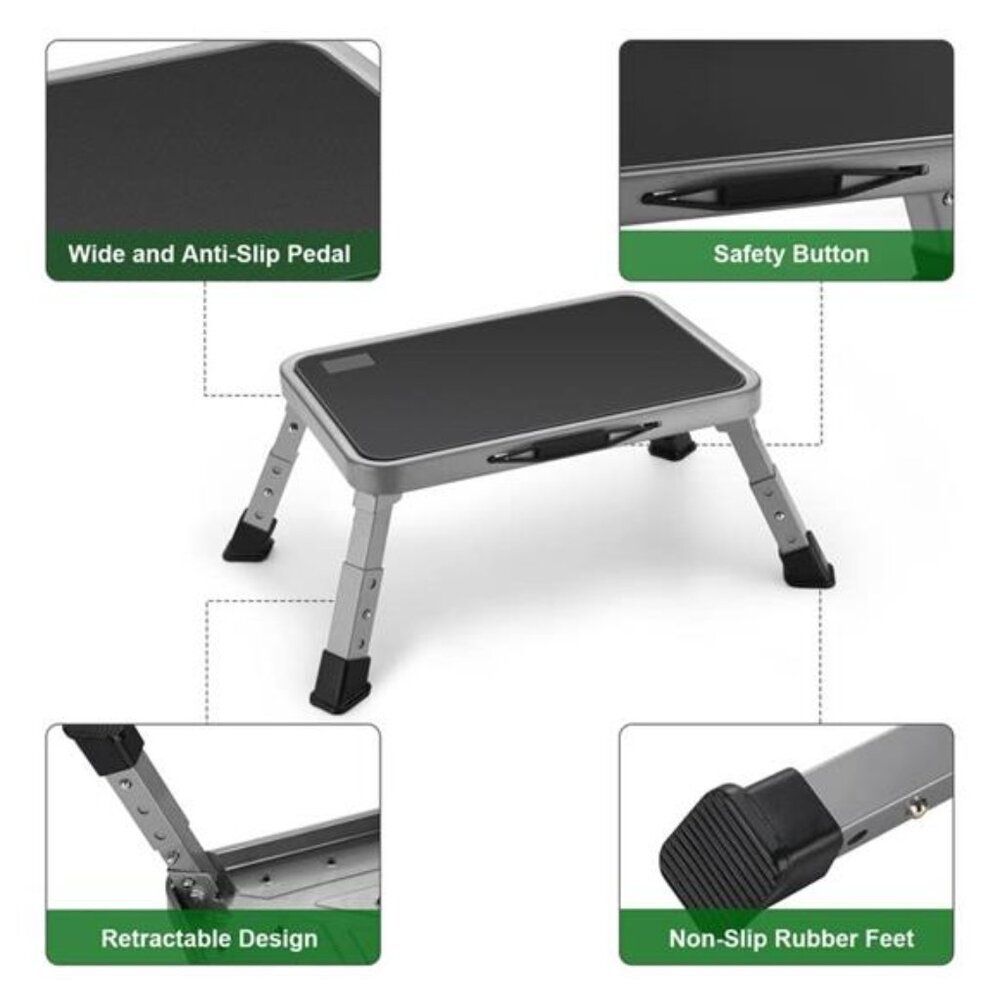Foldable Step Stool, Adjustable Step Stool with a Non-Slip Platform, Step Ladder - Picture 4 of 7